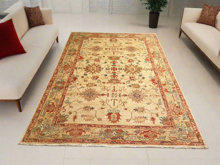 Hand-Knotted Sultanabad Vegetable-Dyed Wool Rug, 4' 10" x 6' 10"