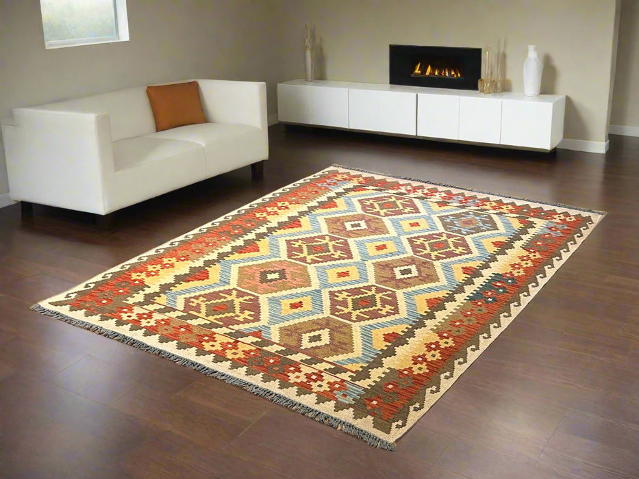 Afghan Kilim Handwoven flatweave Rug – size 4' 10" x 6' 7"