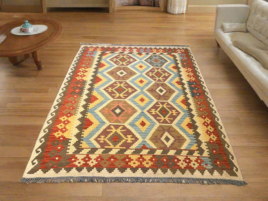 Afghan Kilim Handwoven flatweave Rug – size 4' 10" x 6' 7"