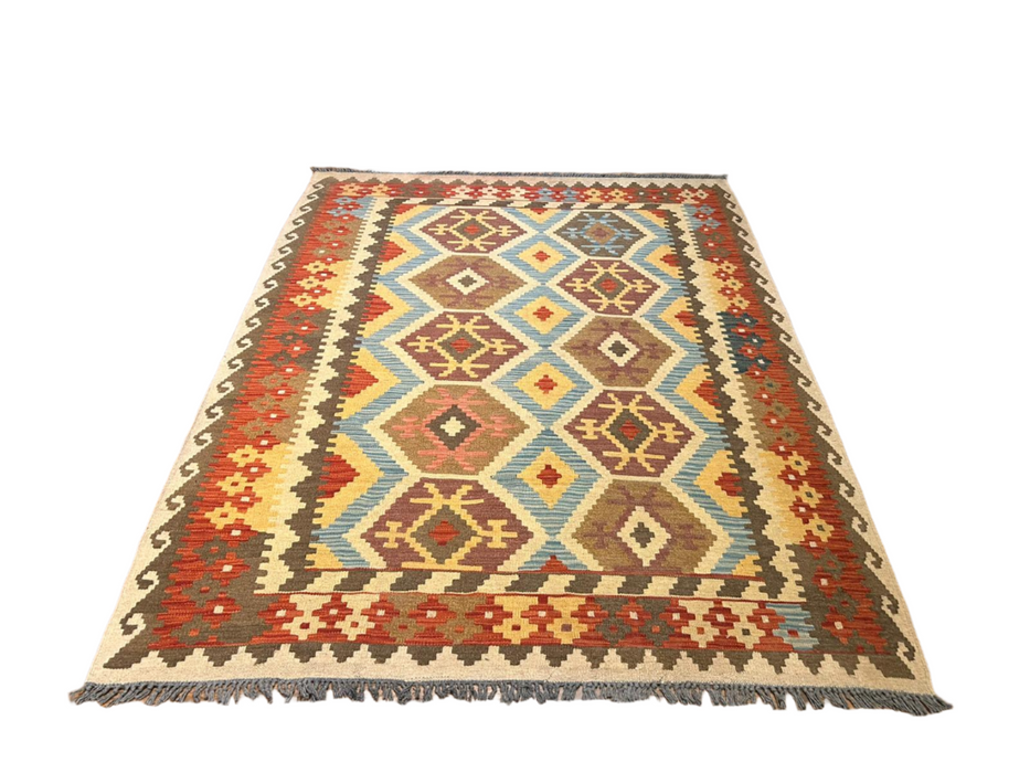 Afghan Kilim Handwoven flatweave Rug – size 4' 10" x 6' 7"