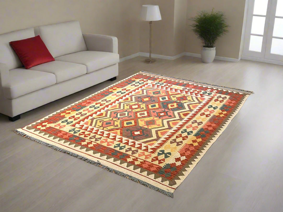 Afghan Kilim Handwoven flatweave Rug – size 5" x 6' 7"