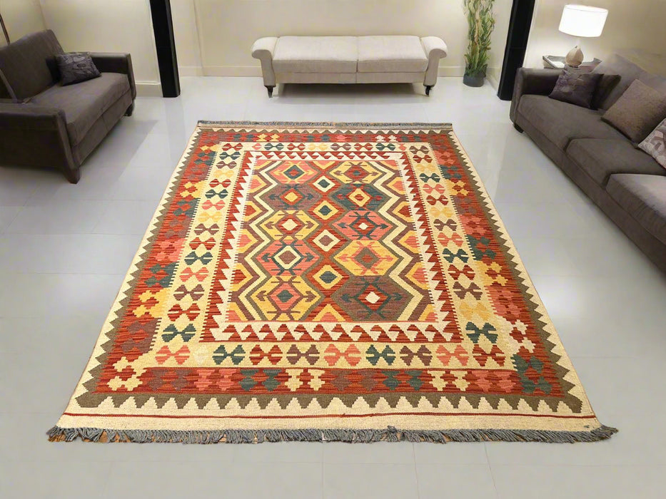 Afghan Kilim Handwoven flatweave Rug – size 5" x 6' 7"