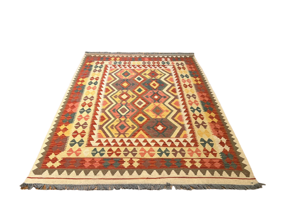 Afghan Kilim Handwoven flatweave Rug – size 5" x 6' 7"
