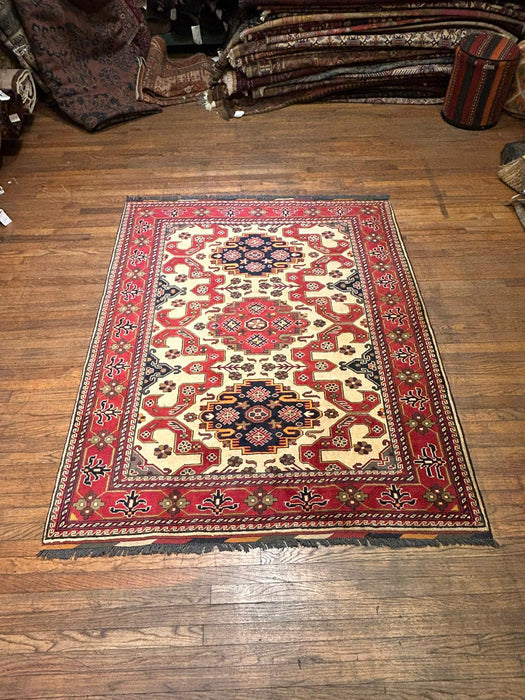 Terkaman Tribal Afghan Oriental Rug, size 5' 2" x 6' 5"