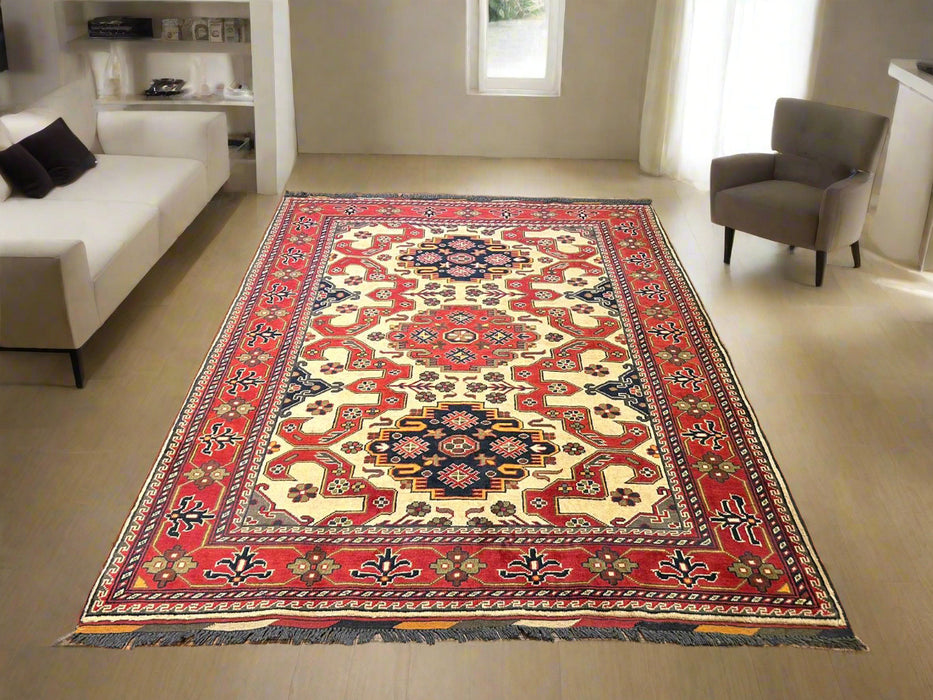 Terkaman Tribal Afghan Oriental Rug, size 5' 2" x 6' 5"