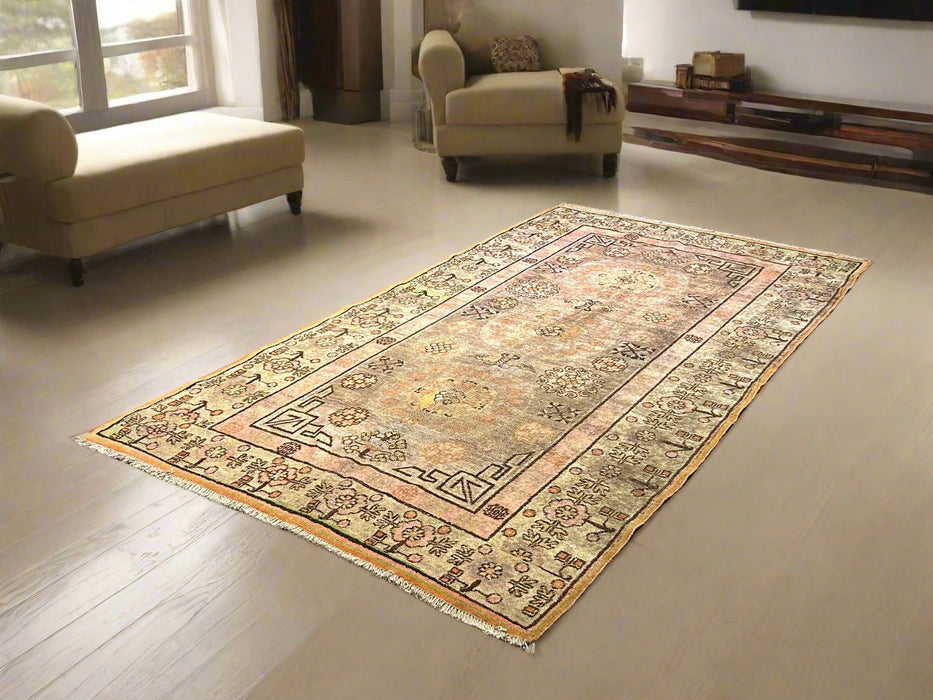 Antique Khotan Samarkand Rug, circa 1910's, size 4' 5" x 8"