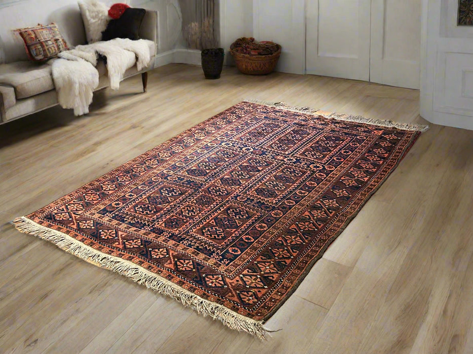 Sold out Terkaman Tribal Afghan Oriental Rug, size 4" x7"