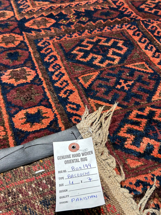 Sold out Terkaman Tribal Afghan Oriental Rug, size 4" x7"
