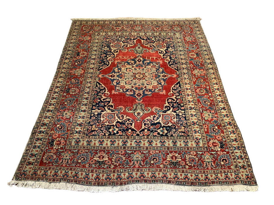 Timeless Beauty, Woven by Hand. Antique Persian Sarouk  Rug, size 4' 3" x 6' 2"(F)