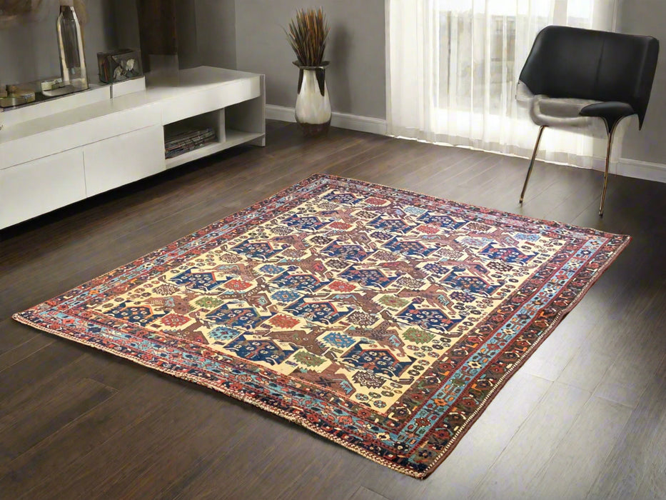 Timeless Beauty, Woven by Hand. Antique Persian Afshar Rug, size 5' 2" x 6' 2"  (F)