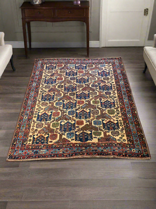 Timeless Beauty, Woven by Hand. Antique Persian Afshar Rug, size 5' 2" x 6' 2"  (F)