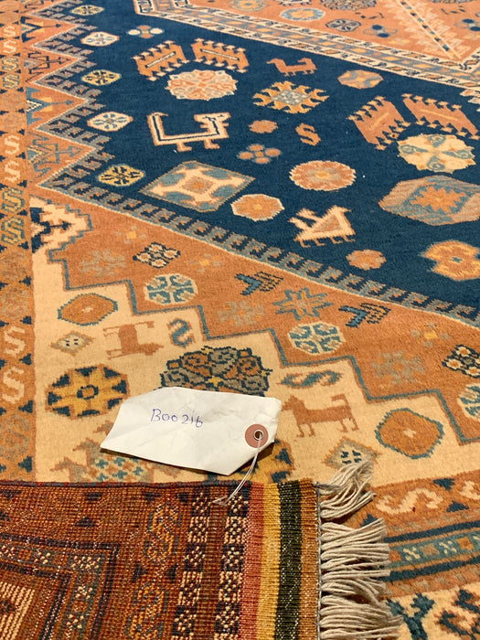 Hand-Knotted Vegetable Dye Kazak Rug from Pakistan, size 4' 10" x 7' 1"