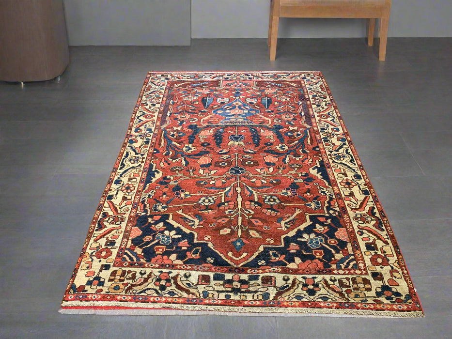 Timeless Beauty, Woven by Hand. Antique Persian Bakhtiar Rug, size 4' 5" x 6' 6"  (F)