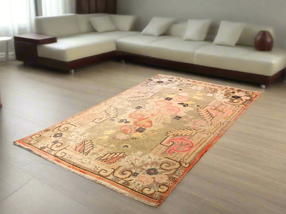 Antique Khotan Samarkand Rug, circa 1910's, size 4' 7" x 7' 9"