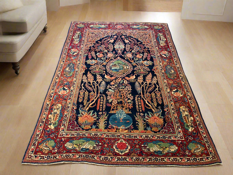 Timeless Beauty, Woven by Hand. Antique Persian Kirman Rug, size 4' 4" x 6' 6"  (F)