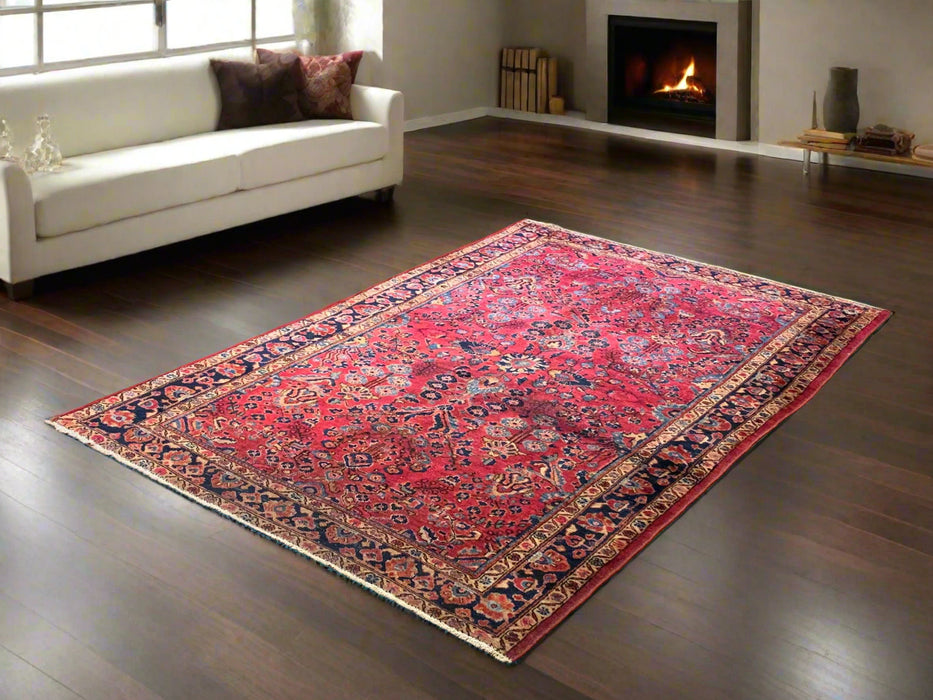 Timeless Beauty, Woven by Hand. Antique Persian Sarouk Rug, size 4' 4" x 6' 7"  (F)