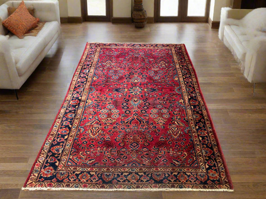 Timeless Beauty, Woven by Hand. Antique Persian Sarouk Rug, size 4' 4" x 6' 7"  (F)