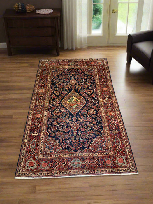 Timeless Beauty, Woven by Hand. Antique Persian Kashan Rug, size 4' 3" x 7" ( F)