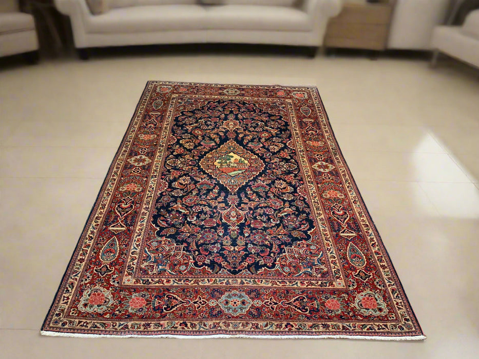 Timeless Beauty, Woven by Hand. Antique Persian Kashan Rug, size 4' 3" x 7" ( F)