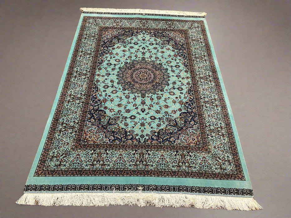 Exquisite 100% Silk Persian Design Rug – Elegant and Luxurious, size 4" x 6" (H)