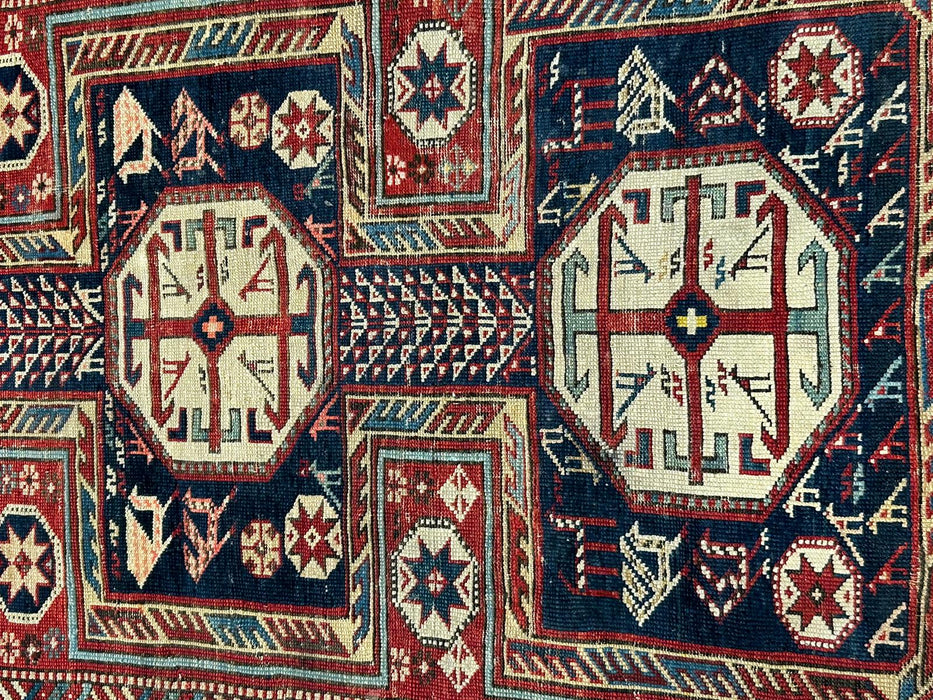 Hand-Knotted Vegetable Dye Kazak Rug from Pakistan, size 3' 7" x 5' 8"