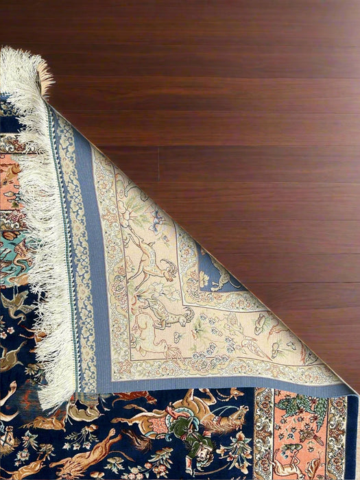 Exquisite 100% Silk Persian Design Rug – Elegant and Luxurious, size 4" x 6" (H)