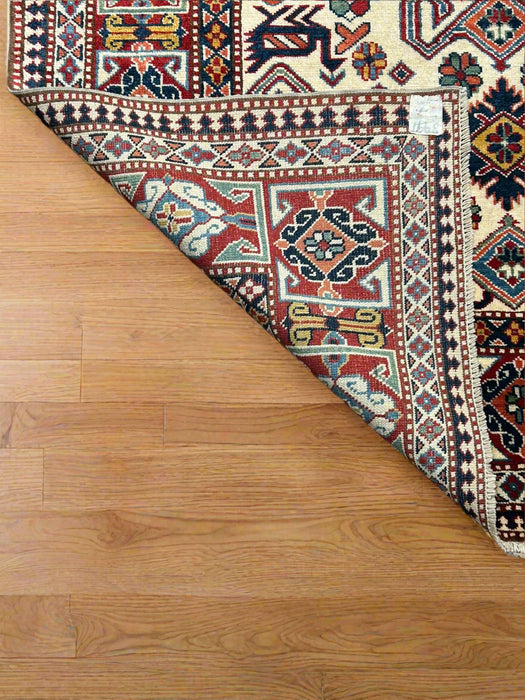 Hand-Knotted Vegetable Dye Kazak Rug from Pakistan, size 4" x 6"