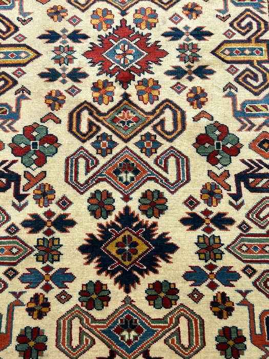 Hand-Knotted Vegetable Dye Kazak Rug from Pakistan, size 4" x 6"
