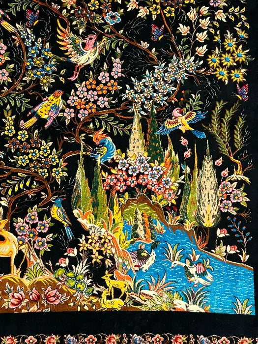 Exquisite 100% Silk Persian Design Rug – Elegant and Luxurious, size 4" x 6" (H)