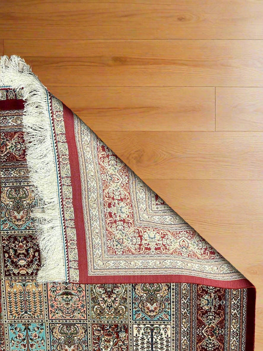 Exquisite 100% Silk Persian Design Rug – Elegant and Luxurious, size 4" x 6" (H)