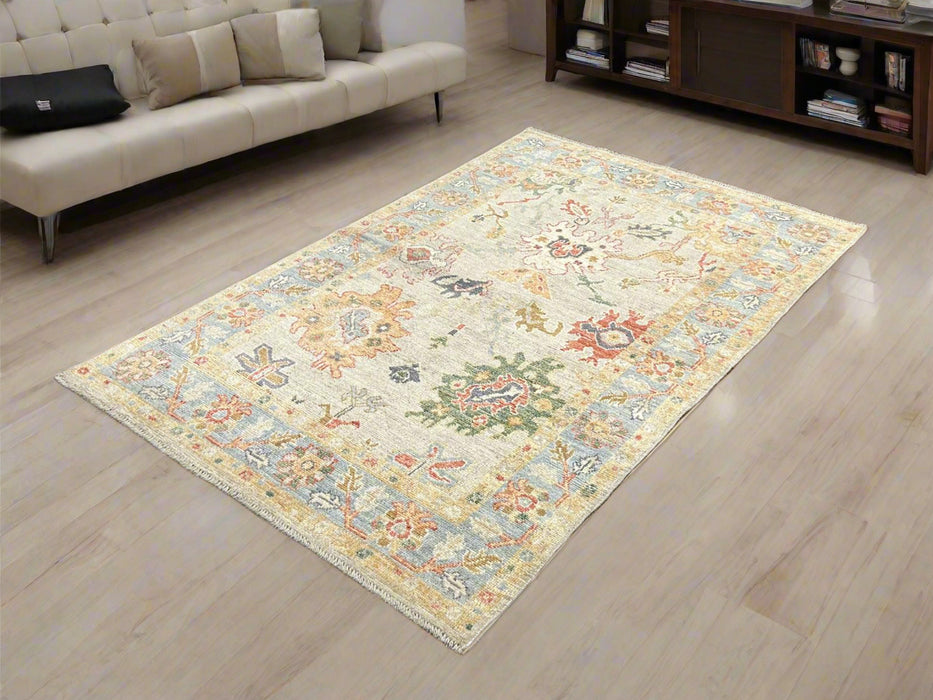 Hand-Knotted Sultanabad Vegetable-Dyed Wool Rug, 4" x 6"