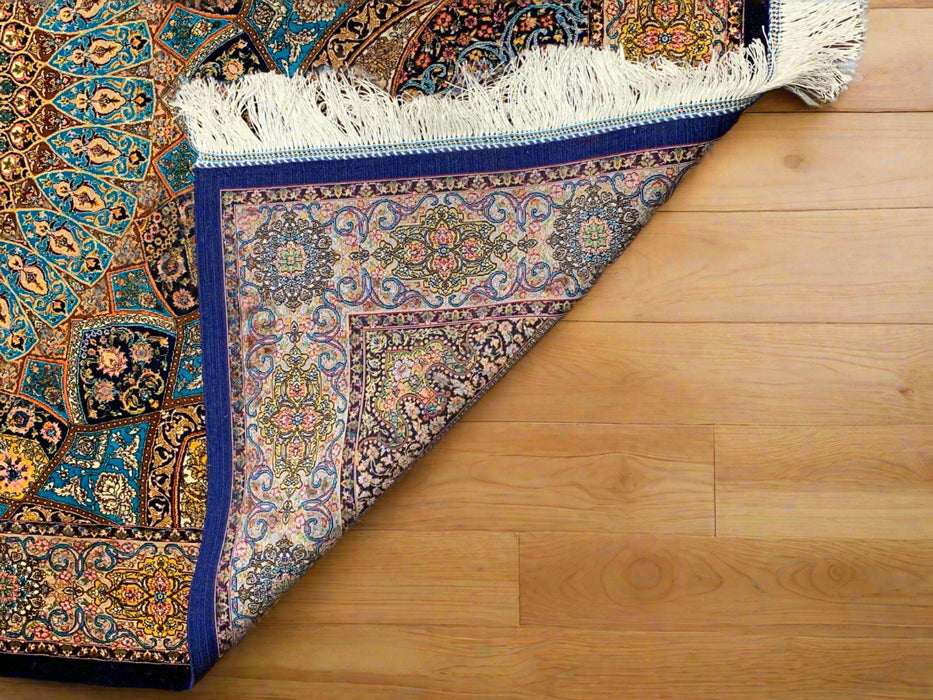 Exquisite 100% Silk Persian Design Rug – Elegant and Luxurious, size 4" x 6" (H)