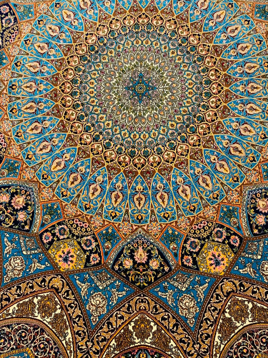 Exquisite 100% Silk Persian Design Rug – Elegant and Luxurious, size 4" x 6" (H)