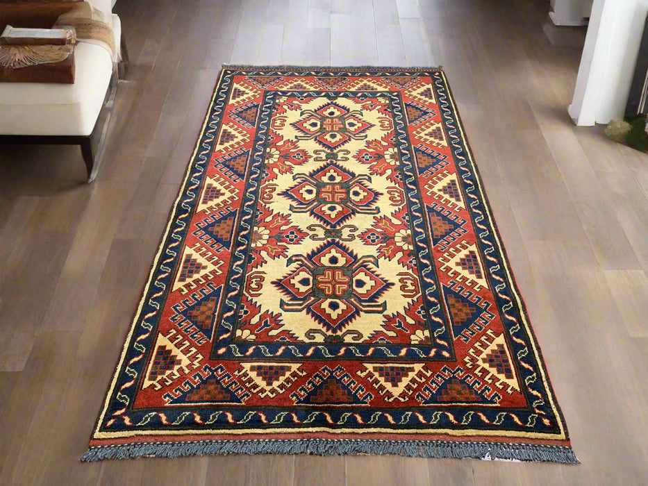 Terkaman Tribal Afghan Oriental Rug, size 3' 10" x 6' 5"