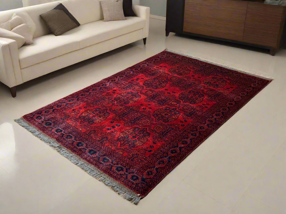 Terkaman Tribal Afghan Oriental Rug, size 4' 3" x 6' 7" (C)