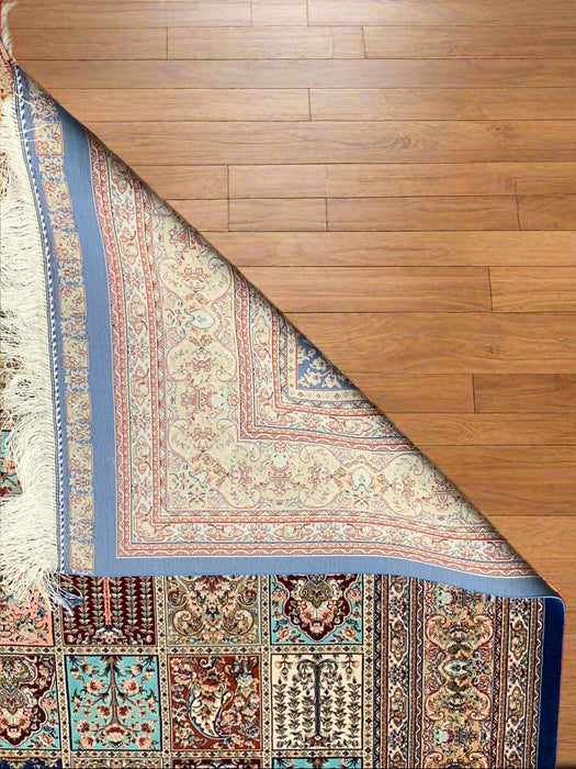 Exquisite 100% Silk Persian Design Rug – Elegant and Luxurious, size 4" x 6" (H)