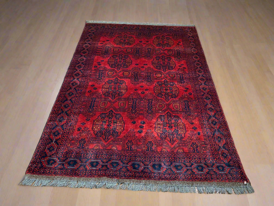 Terkaman Tribal Afghan Oriental Rug, size 4' 3" x 6' 7" (C)