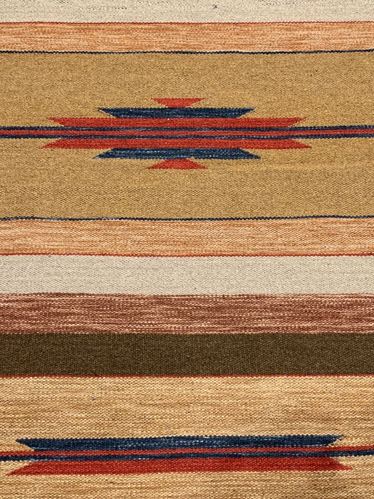 Handwoven Indian Kilim Rug – Geometric Navajo Design, size 3' 9" x 6"