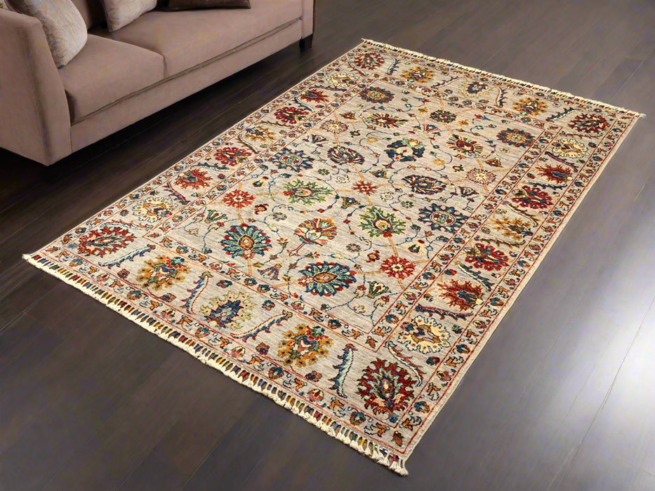 Hand-Knotted Sultanabad Vegetable-Dyed Wool Rug, 4" x 6"