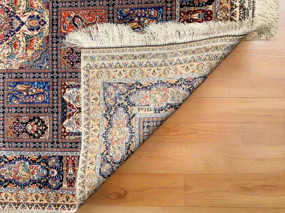 Hand-Knotted Pakistan Kashmiri Silk Wool Blend Rug, size 4" x 6" (E)