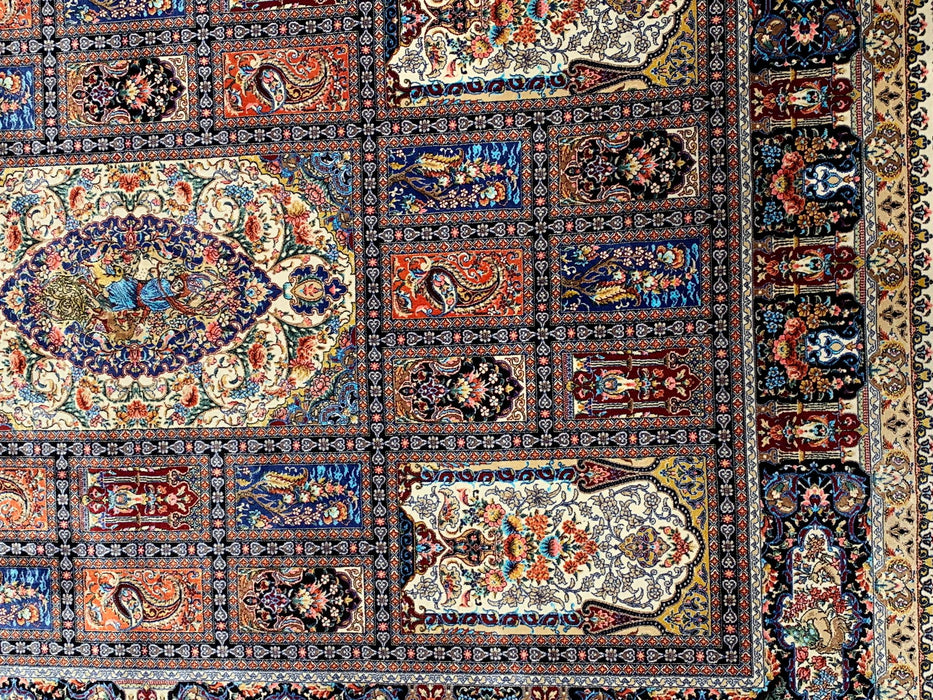 Hand-Knotted Pakistan Kashmiri Silk Wool Blend Rug, size 4" x 6" (E)