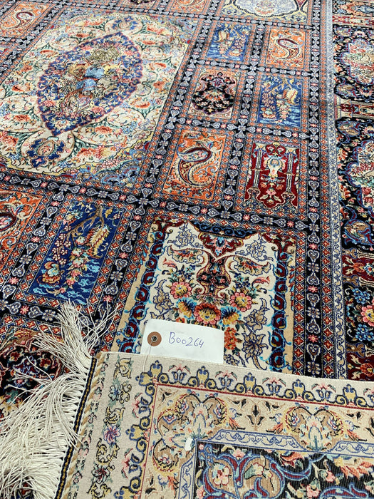 Hand-Knotted Pakistan Kashmiri Silk Wool Blend Rug, size 4" x 6" (E)