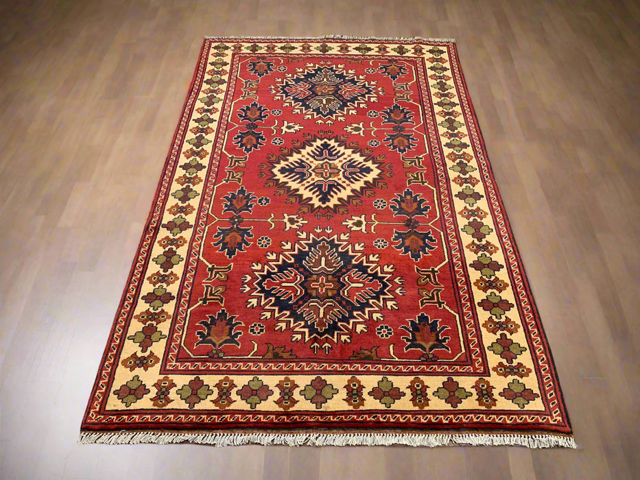 Terkaman Tribal Afghan Oriental Rug, size 4' 2" x 6' 6"