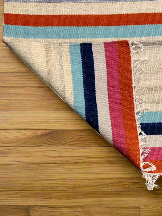 Handwoven Indian Kilim Rug – Geometric Navajo Design, size 4" x 6"