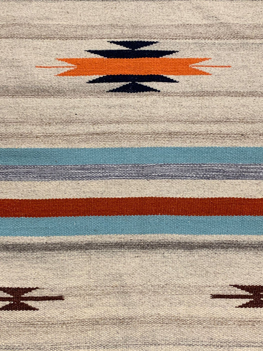 Handwoven Indian Kilim Rug – Geometric Navajo Design, size 4" x 6"
