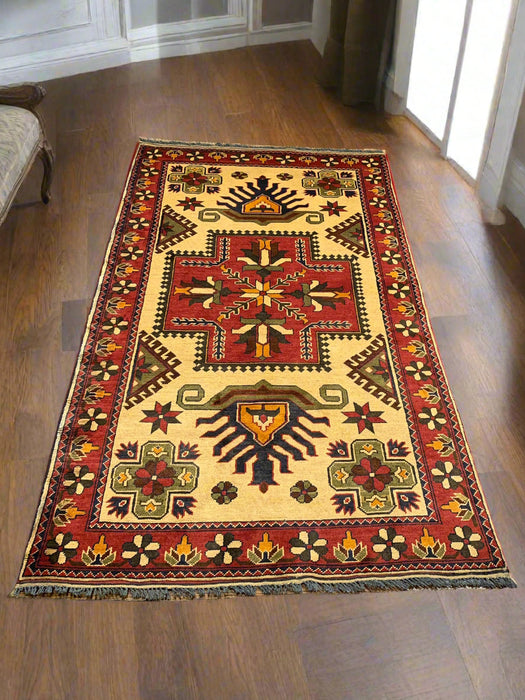 Terkaman Tribal Afghan Oriental Rug, size 3' 7" x 6' 5"