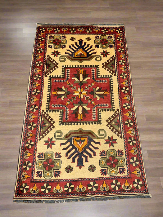 Terkaman Tribal Afghan Oriental Rug, size 3' 7" x 6' 5"