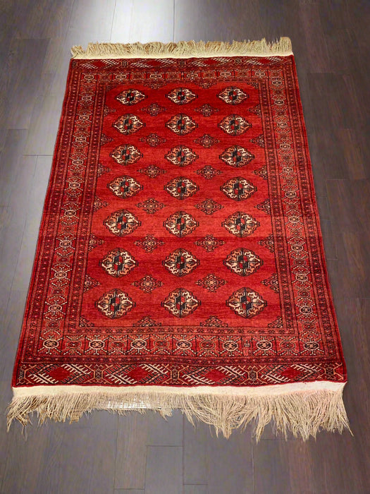 Terkaman Tribal Afghan Oriental Rug, size 4' 1" x 5' 8" (C) ( antique )