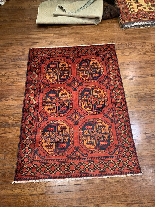 Terkaman Tribal Afghan Oriental Rug, size 4' 3" x 5' 10" (C) Fielpa