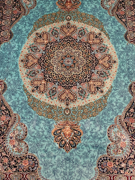 Exquisite 100% Silk Persian Design Rug – Elegant and Luxurious, size 4" x 6" (H)